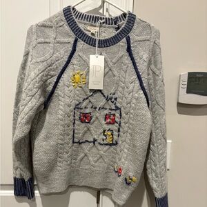 Brand new with tags Pilcro patterned grey sweater Anthropologie size xs
